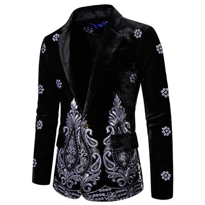 Eleganter Herren Blazer Samt schwarz mit Stickerei