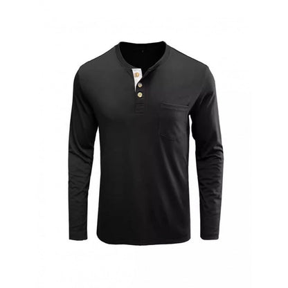 Der neue Titel wäre: Herren Langarmshirt mit modischem Stehkragen und eleganter Knopfleiste