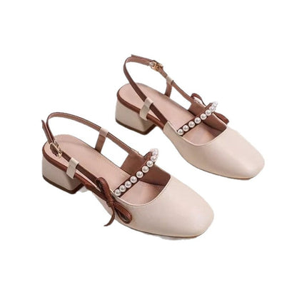 Damen Slingback Pumps Mit Perlen Schmuck Hochhackig Komfortabel