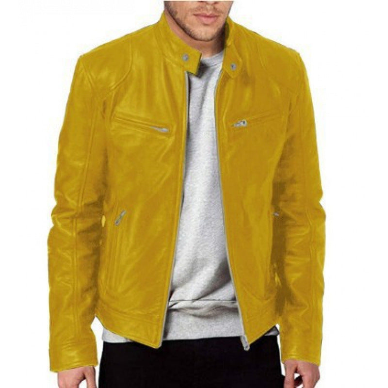 Herren Lederjacke Biker Stil Echtes Leder Schwarz