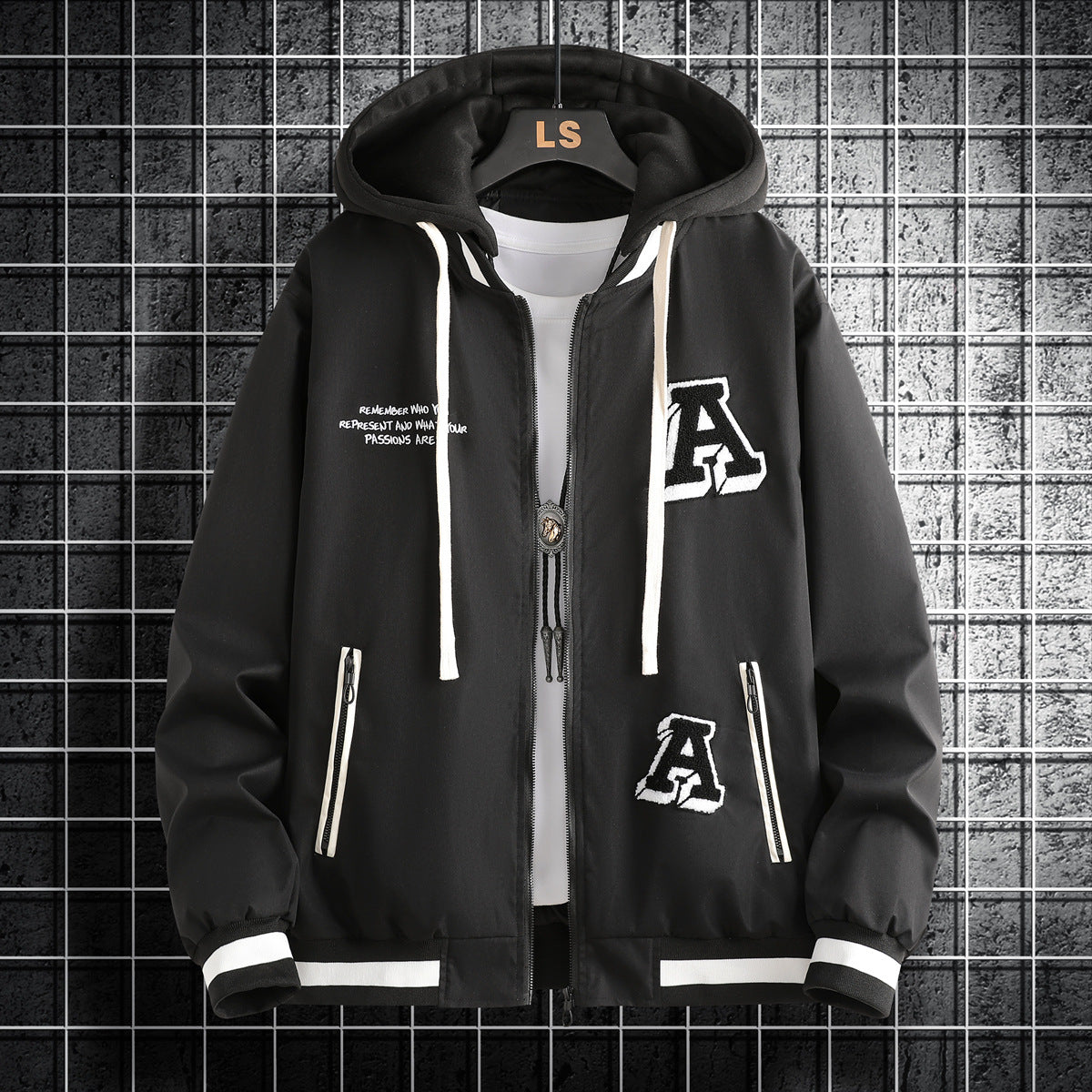 Herren Kapuzenjacke Modern mit stylischen Applikationen - BerlinGlamour
