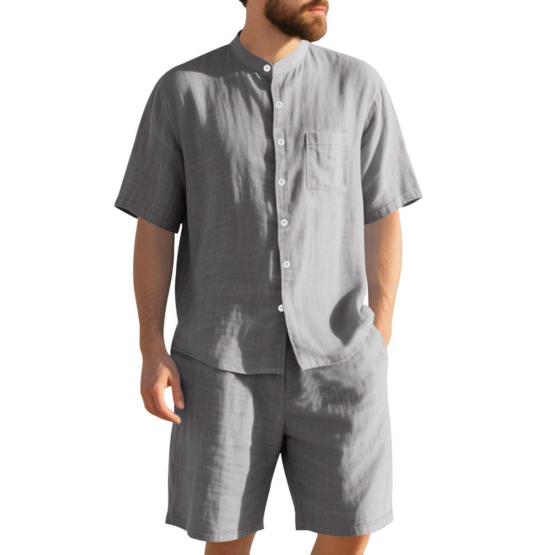 Herren Kurzarm-Hemd und Shorts Set Leicht Sommer
