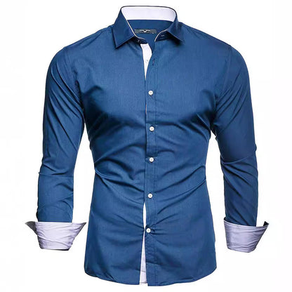 Herren Langarmhemd Elegant Kontrast Akzente Modern