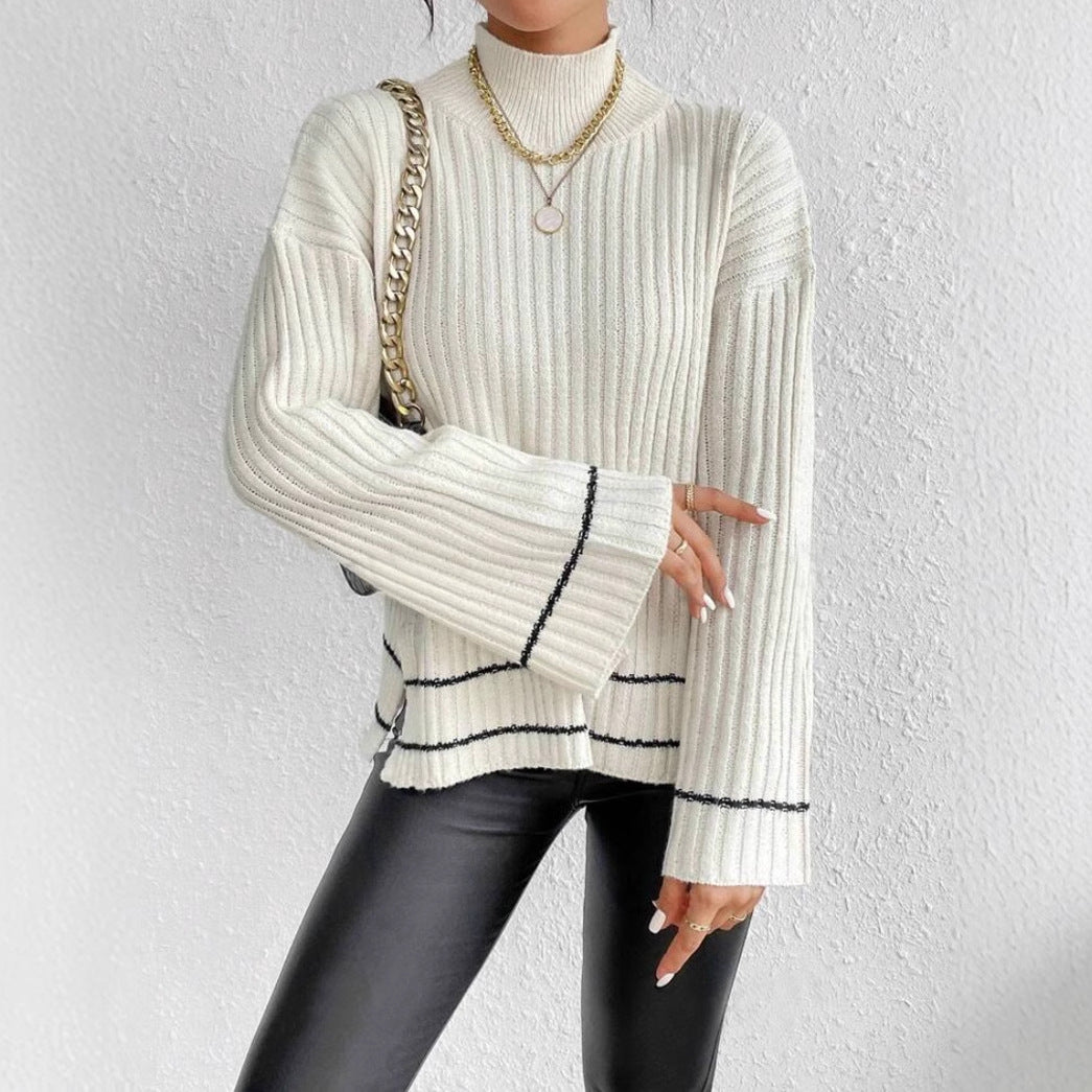 Damen Rollkragenpullover Gerippt Warm Winter