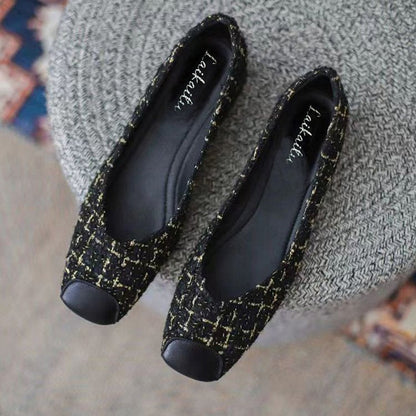 Damen Ballerinas Elegante Tweed Schuhe Komfortabel