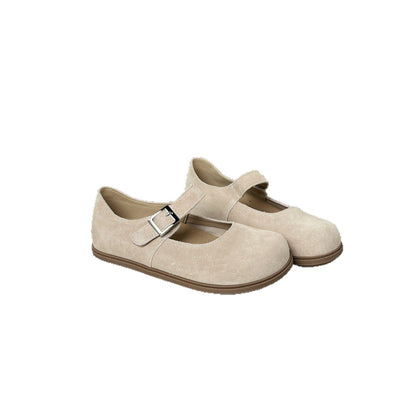 Damen Halbschuhe Weiches Wildleder Komfortabel Mit Riemen