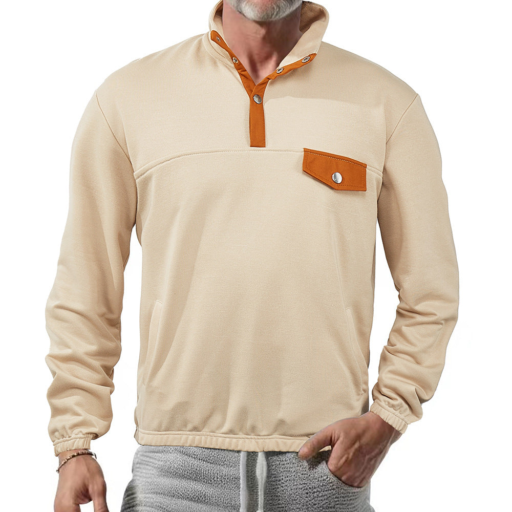 Herren Stehkragenpullover Sportlich Kontrastdetails Modern - BerlinGlamour