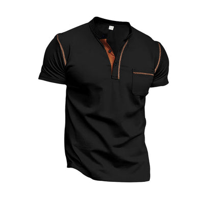 Herren Kurzarm-Shirt mit Kontraststreifen und Brusttasche Modern