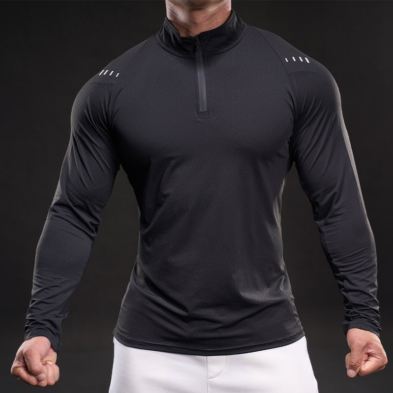 Herren Sportoberteil Funktionsshirt Stehkragen Modern