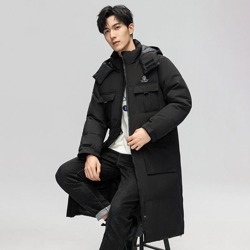 Herren Winterjacke Lang Isoliert mit Taschen