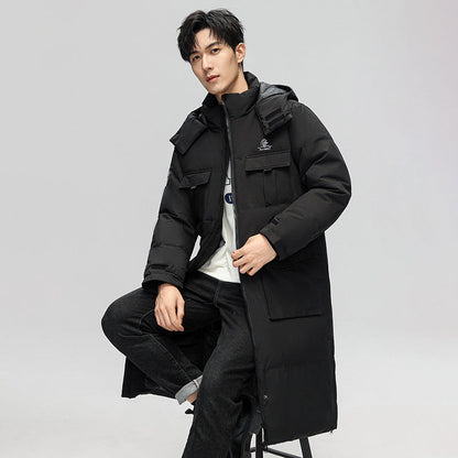 Herren Winterjacke Lang Isoliert mit Taschen