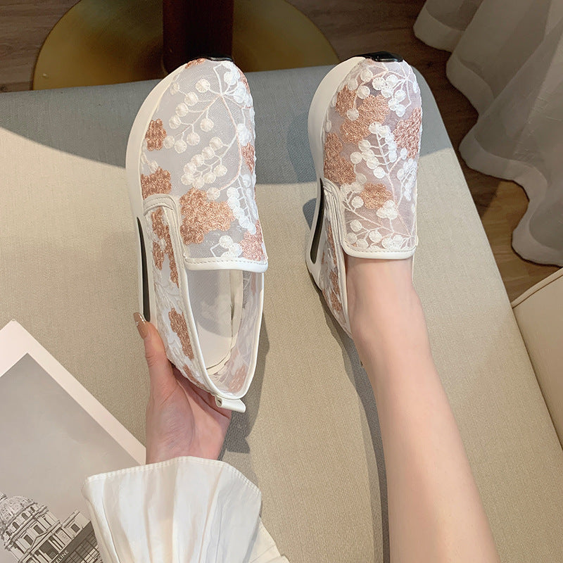Damen Sneaker Blumenmuster Bequem Slip-On Schuhe