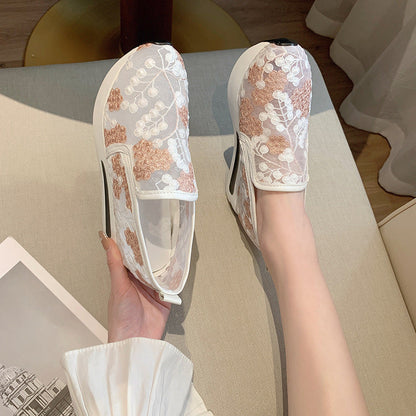 Damen Sneaker Blumenmuster Bequem Slip-On Schuhe