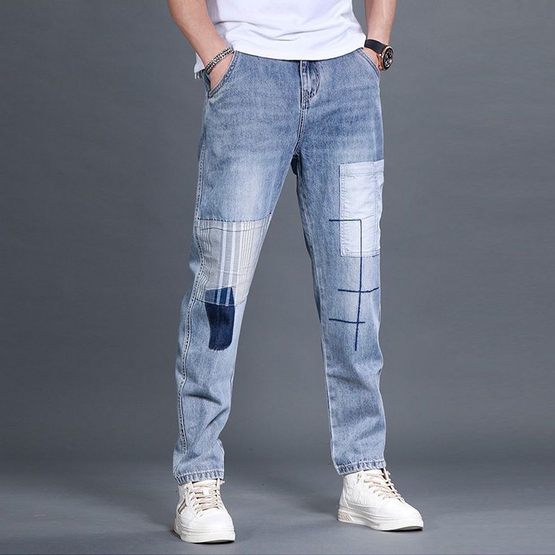 Herren Denim-Hose Lässig Patchwork Jeans Modern - BerlinGlamour
