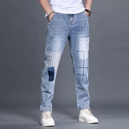 Herren Denim-Hose Lässig Patchwork Jeans Modern - BerlinGlamour