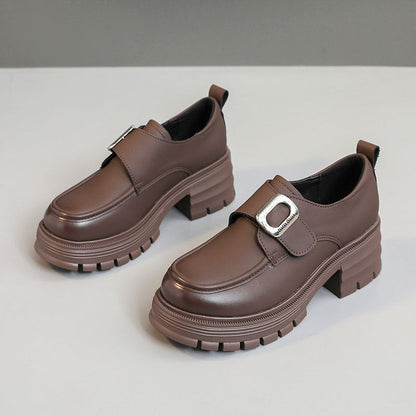 Damen Loafers Chunky Schnalle Modisch Bequem