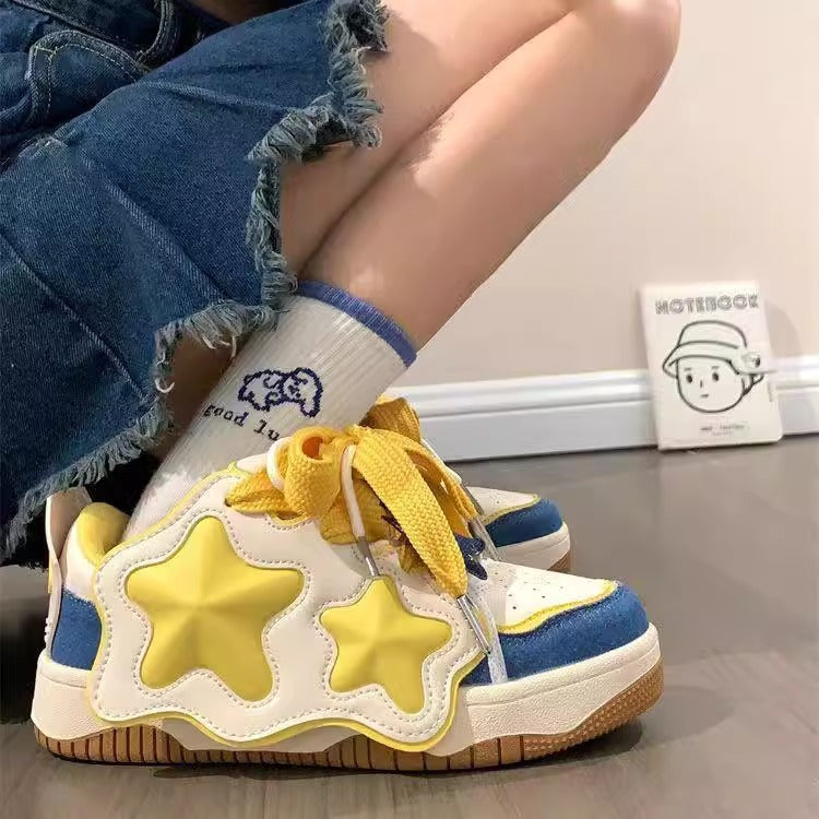 Damen Sneaker Sternen-Design Bequem Polsterung