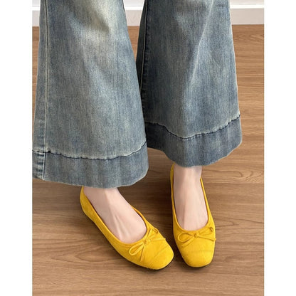 Damen Ballerinas Weich mit Schleifen Detail