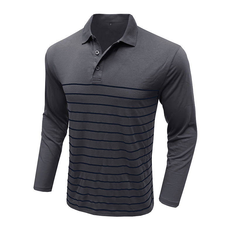 Herren Polo Shirt Langarm Fein gestreift Modern - BerlinGlamour