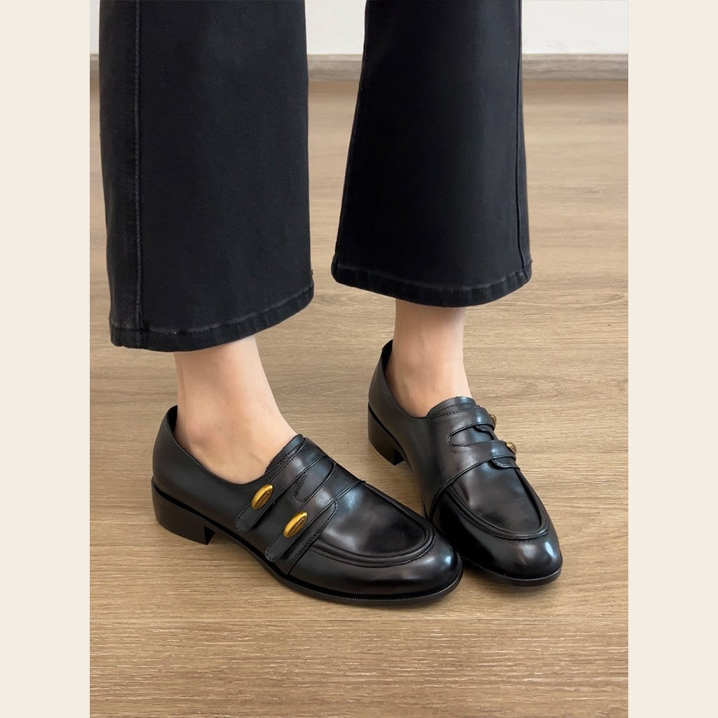 Damen Mokassins Elegant Glanz Schnalle Schuhe
