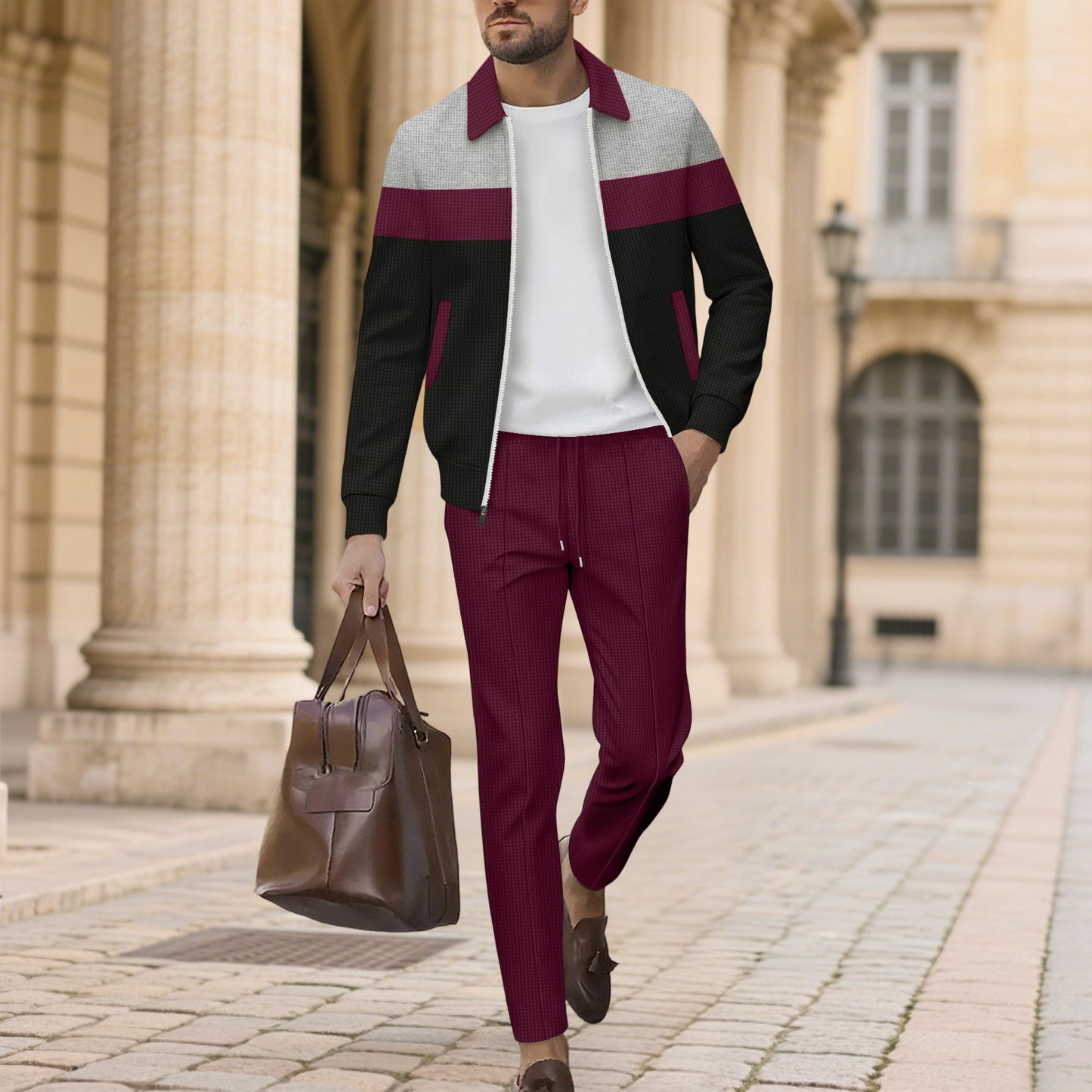 Herren Freizeitjacke Modern Lässig mit Kontraststreifen