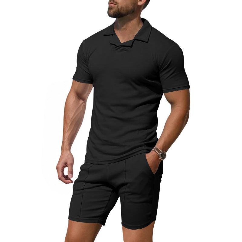 Herren Sportset Polohemd Shorts Freizeitbekleidung