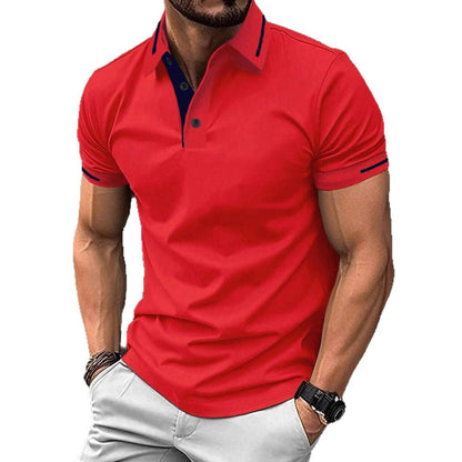 Herren Polohemd Leicht Baumwolle Modern Stehkragen