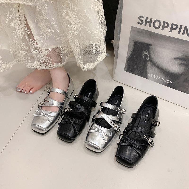 Damen Ballerinas Bequem Verstellbar Mit Schleife - BerlinGlamour