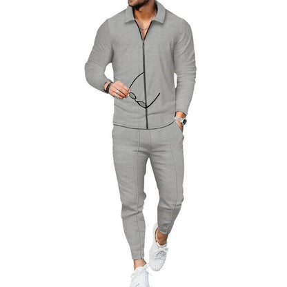 Herren Freizeitanzug Modern mit Struktur Oberteil Trendhose