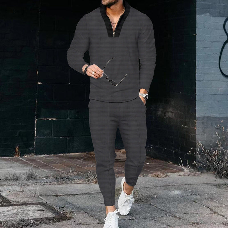 Herren Jogginganzug Sportlich Elegant Mit Hochkragen