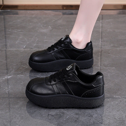 Damen Sneaker Bequem Laufsohle Dick Weiss Elegant