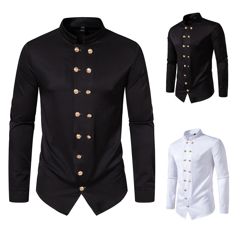 Herren Langarmhemd Stehkragen Elegantes Design Berlin - BerlinGlamour