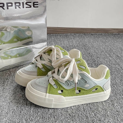 Damen Sneaker Kuhmuster Freizeitschuhe Bequem