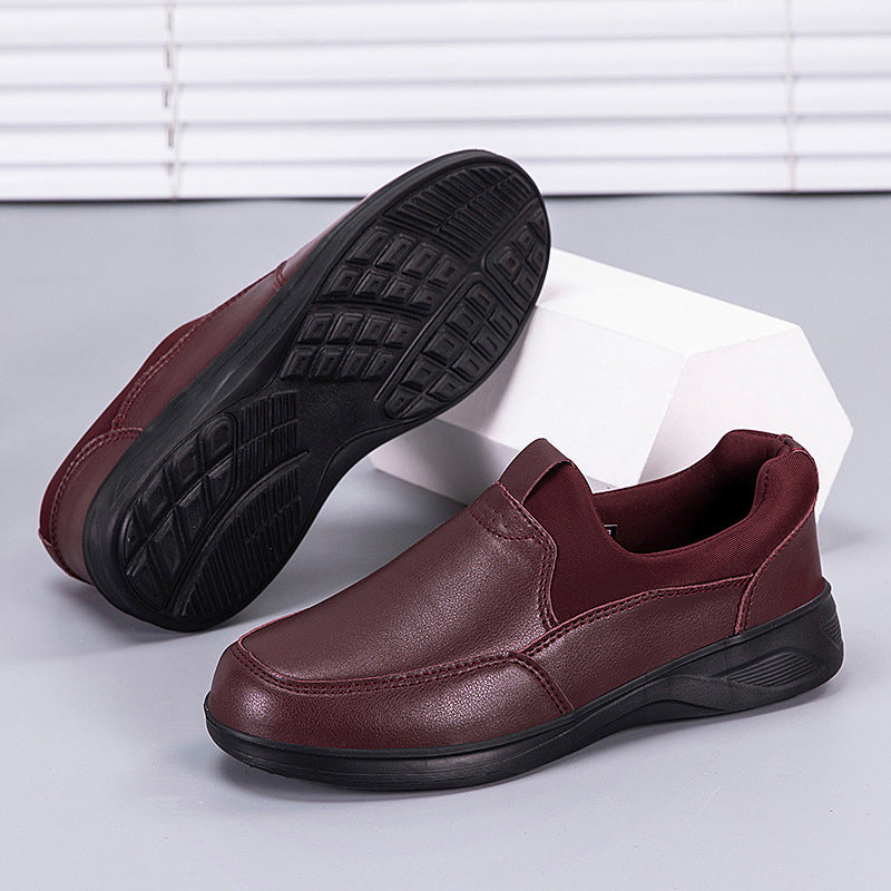 Damen Slip-On Sneaker Bequem Leder Schwarz