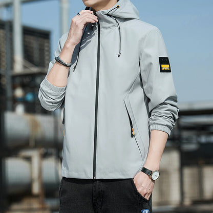 Herren Windjacke Sportlich Wasserdicht mit Kapuze