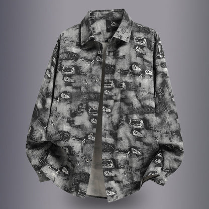 Herren Overshirt Jacke Graffiti Muster Trendy Casual