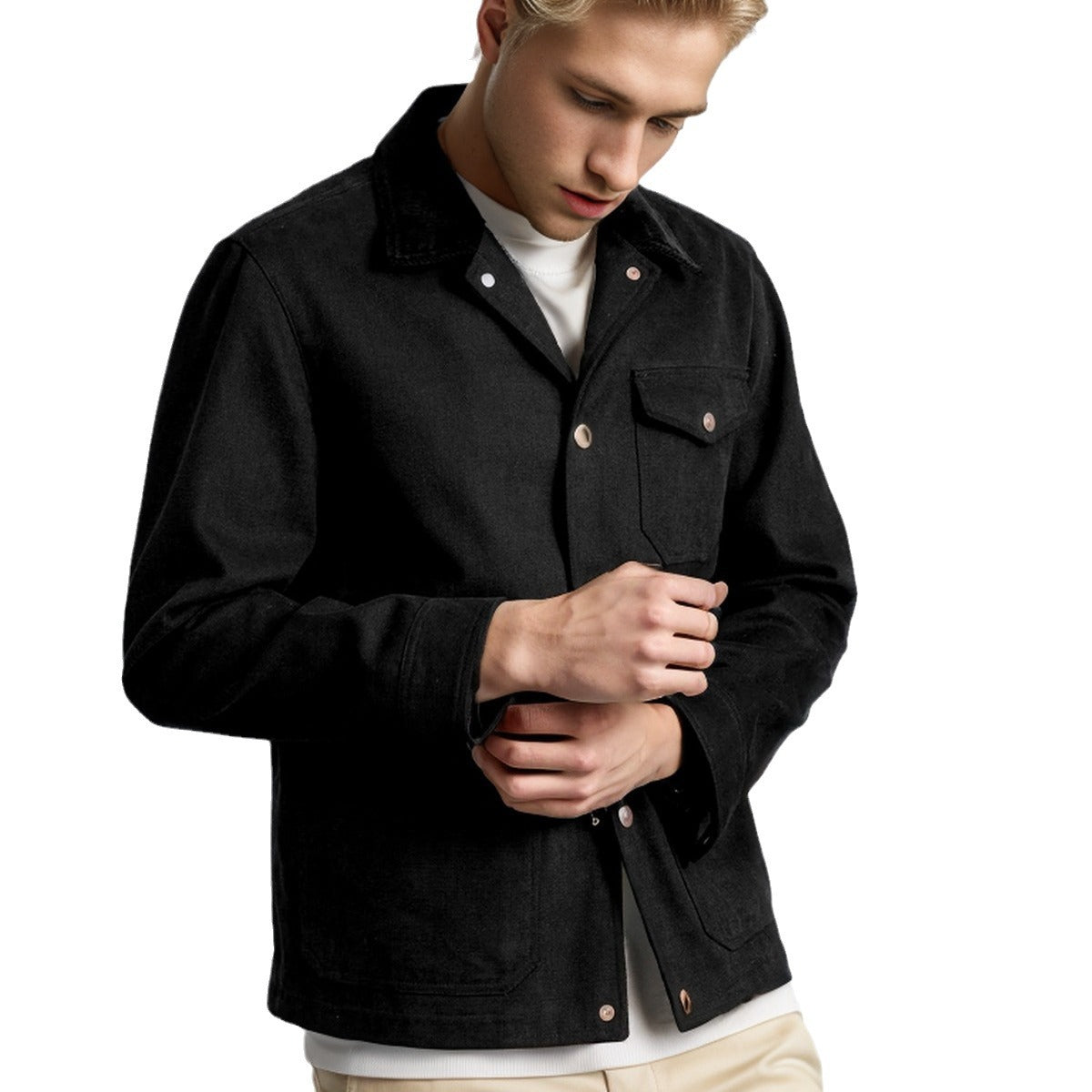 Herren Jacke lässig Baumwoll Worker Style Casual