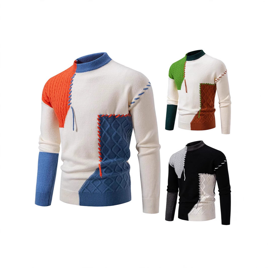 Herren Pullover Modern Hochkragen Muster Pullover - BerlinGlamour
