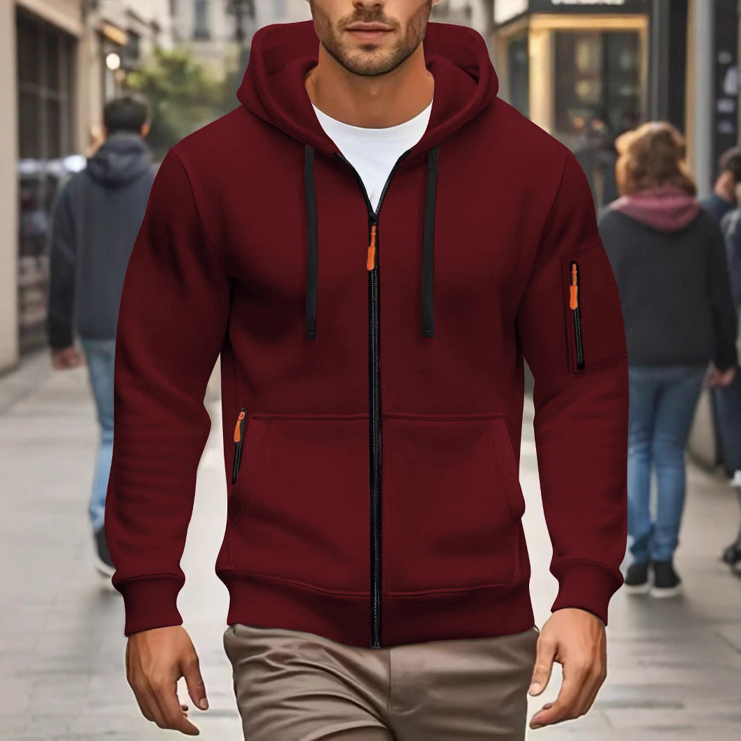 Herren Sportjacke Kapuzenjacke Reißverschlusstaschen Funktional