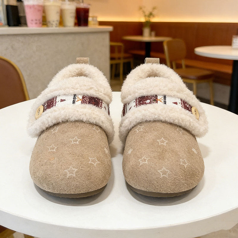 Damen Hausschuhe Flauschig Weich Warm mit Applikation
