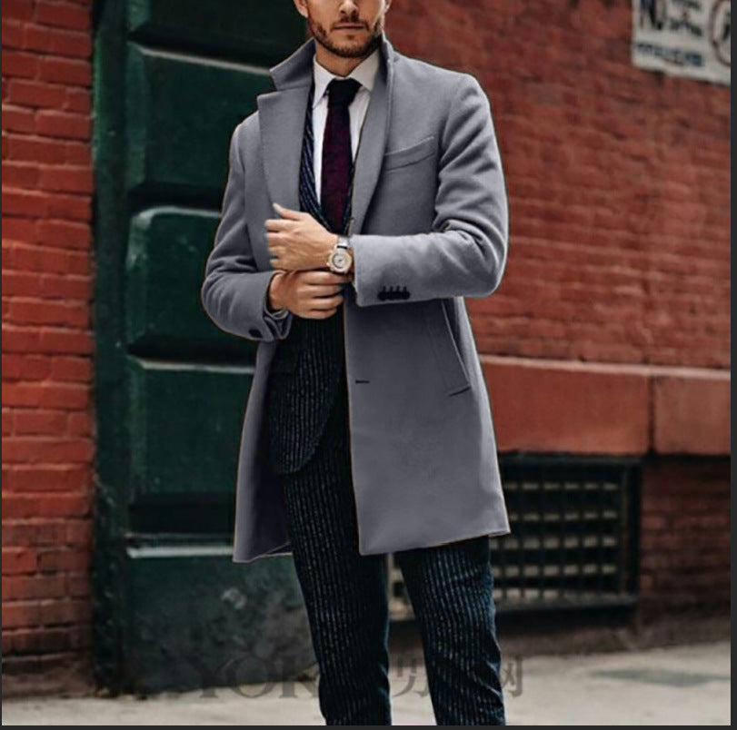 Herren Wollmantel Elegant Schick mit Eingrifftaschen