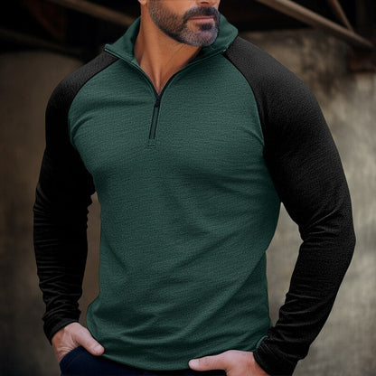 Herren Sportpullover Langarm mit Reißverschluss Ergonomisch