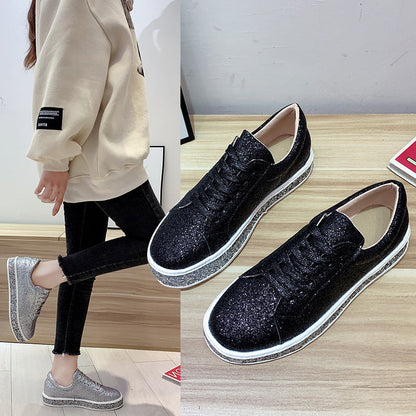Damen Sneaker Glitzer Plateau Schuhe Komfortabel