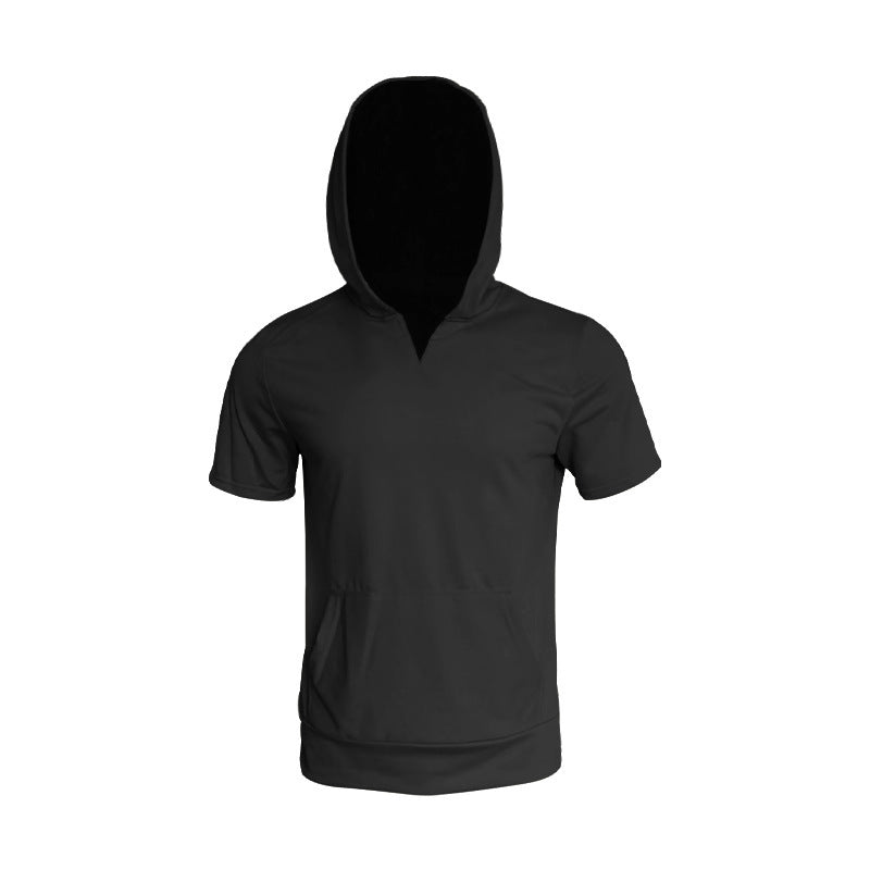 Herren Hoodie Kurzarm Sportlich Grau