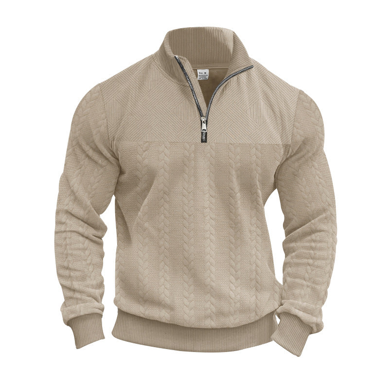 Herren Strickpullover Halbzipp Modern Strukturiert