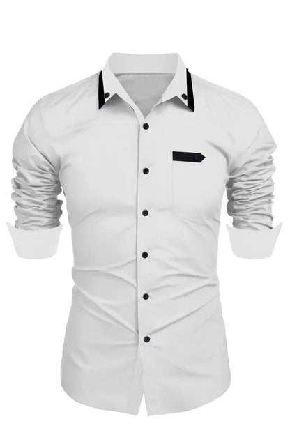 Herren Langarmhemd Modern mit Kragen und Taschen Elegant