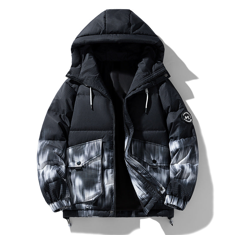 Herren Winterjacke Modisch Warm mit Kapuze und Taschen