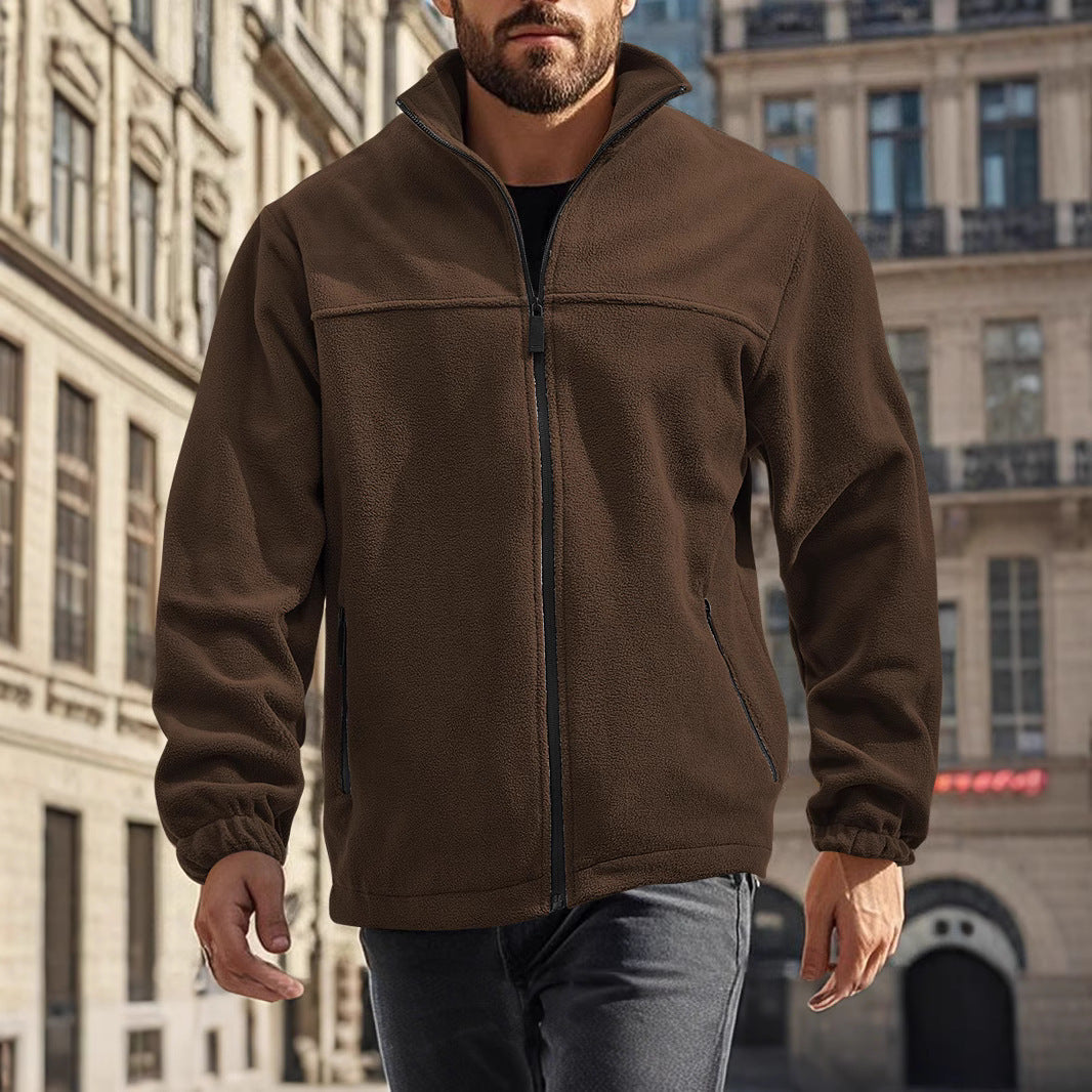 Herren Fleecejacke Stehkragen Warm mit Taschen