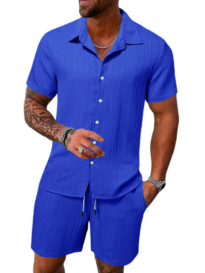 Herren Kurzarm Set Sportlich Modern Struktur