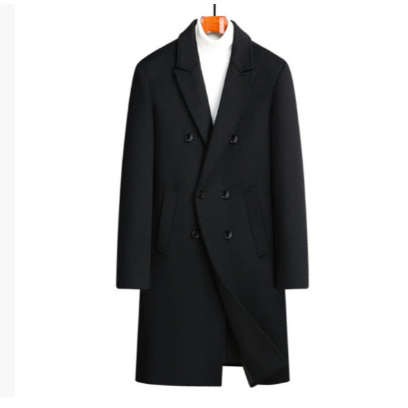 Herren Wollmantel Elegant Revers Modisch Doppelter Knopf
